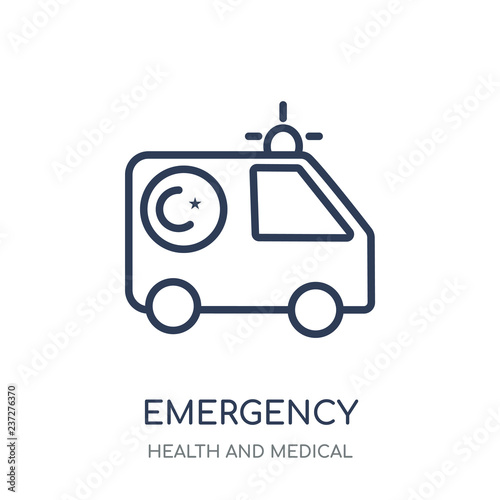 Emergency icon. Emergency linear symbol design from Health and Medical collection.