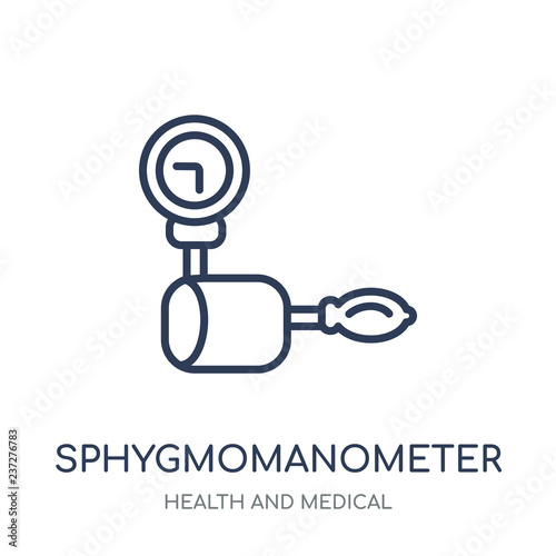 Sphygmomanometer icon. Sphygmomanometer linear symbol design from Health and Medical collection.