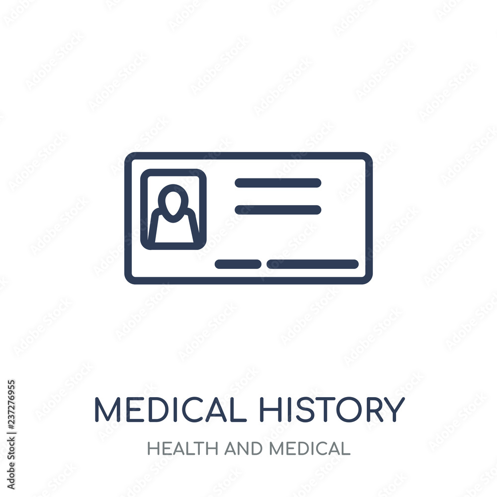 Medical history icon. Medical history linear symbol design from Health and Medical collection. Medical history icon. Medical history linear symbol design from Health and Medical collection.