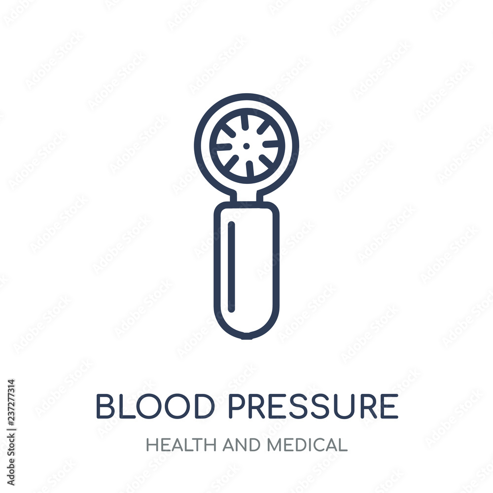 Blood Pressure Gauge icon. Blood Pressure Gauge linear symbol design from Health and Medical collection. Blood Pressure Gauge icon. Blood Pressure Gauge linear symbol design from Health and Medical collection.