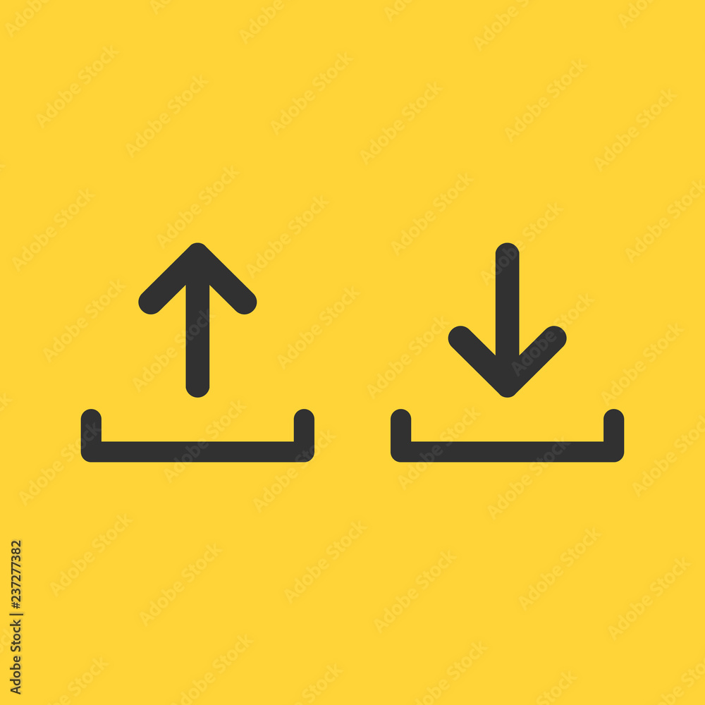 upload and download icon set, simple linear desighn for websites, apps ...