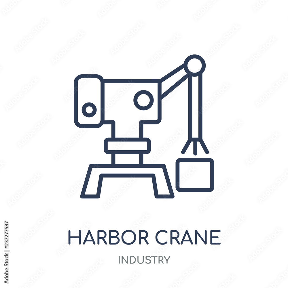 Harbor crane icon. Harbor crane linear symbol design from Industry collection. Harbor crane icon. Harbor crane linear symbol design from Industry collection.