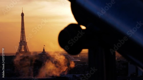 Eiffel Tower in sunset - high ground view, France, Paris photo