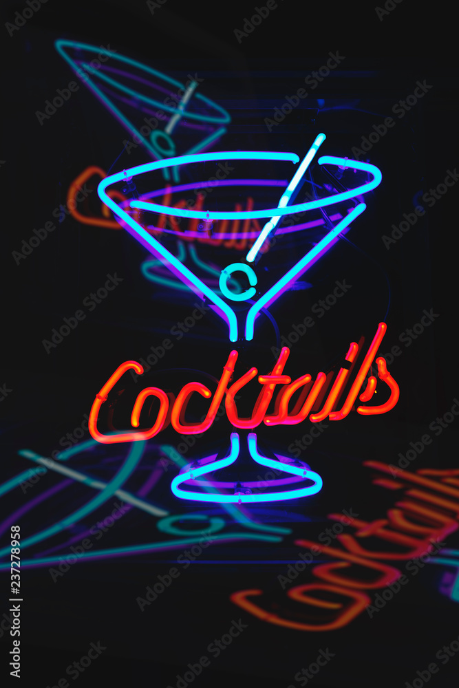 Cocktails neon sign Stock Photo | Adobe Stock