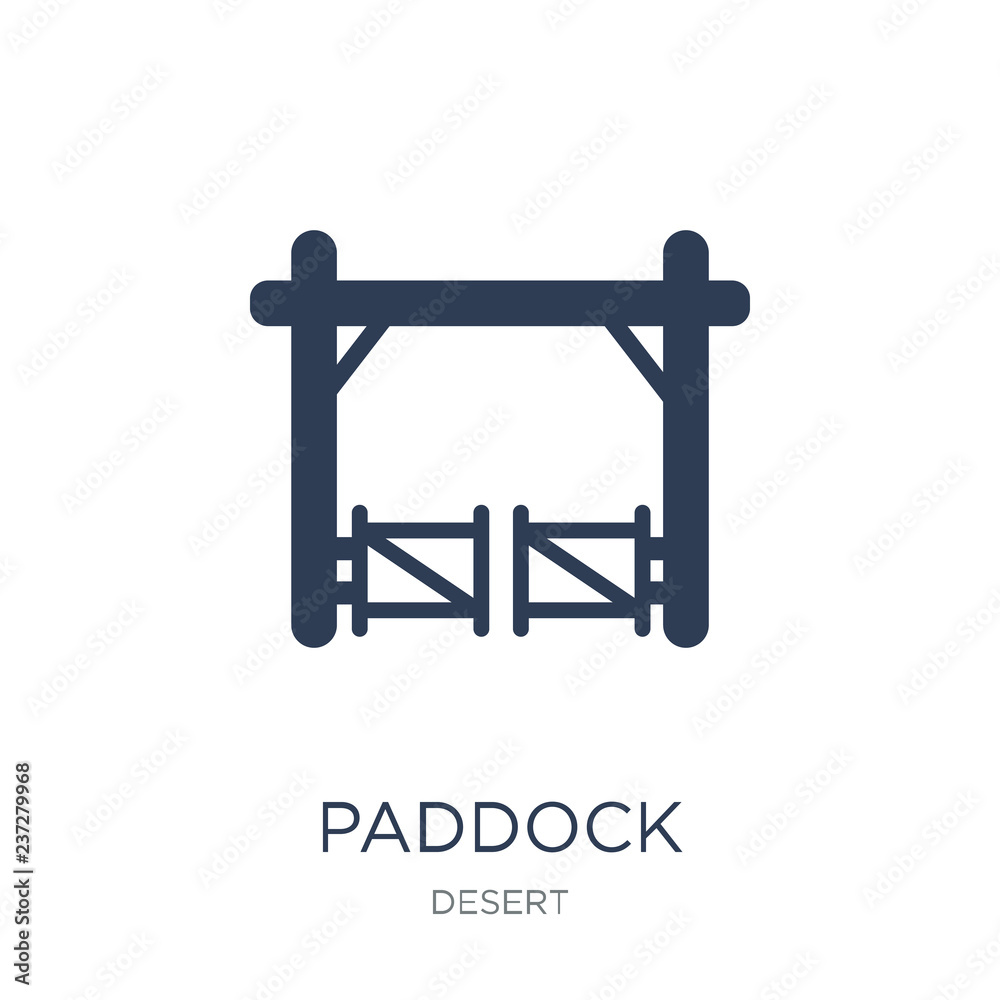 Paddock icon. Trendy flat vector Paddock icon on white background from Desert collection Paddock icon. Trendy flat vector Paddock icon on white background from Desert collection