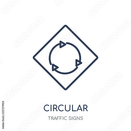 circular intersection sign icon. circular intersection sign linear symbol design from Traffic signs collection.