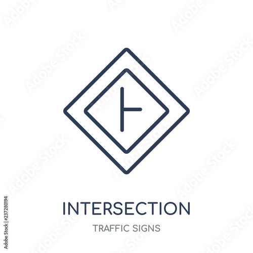 Free Download Intersection sign icon. Intersection sign linear symbol design from Traffic signs collection. - GFXLoad