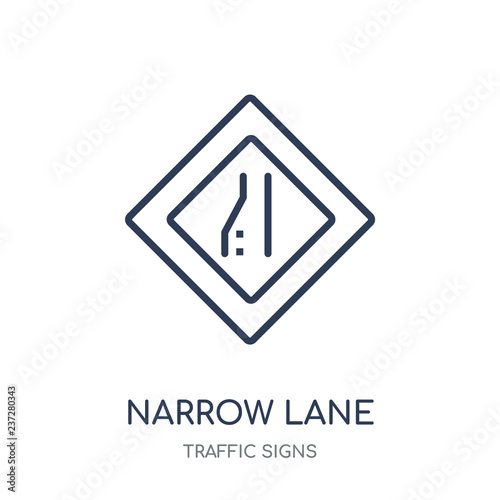Narrow lane sign icon. Narrow lane sign linear symbol design from Traffic signs collection.