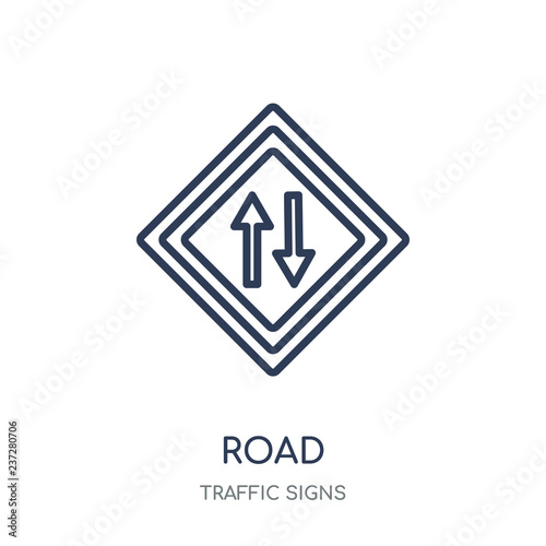 Road sign icon. Road sign linear symbol design from Traffic signs collection.