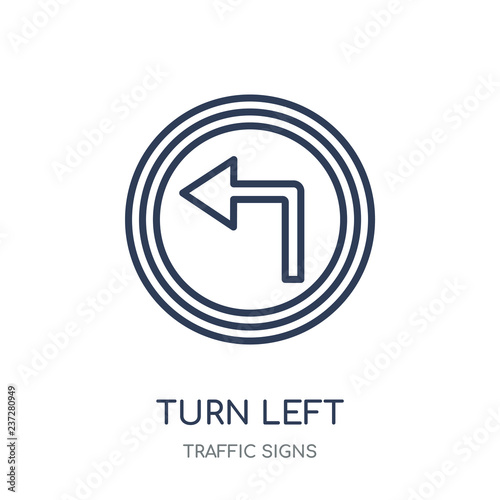 Turn left sign icon. Turn left sign linear symbol design from Traffic signs collection.
