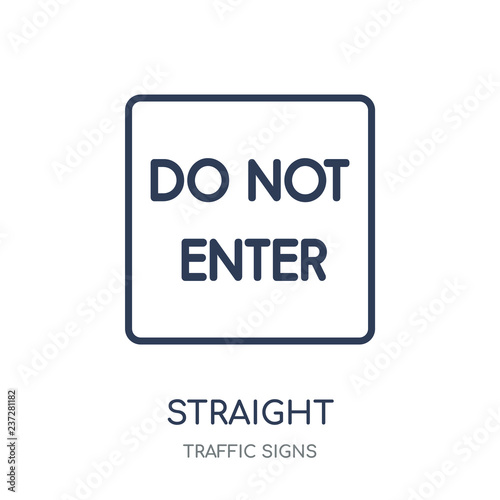 straight prohibitor no entry sign icon. straight prohibitor no entry sign linear symbol design from Traffic signs collection.