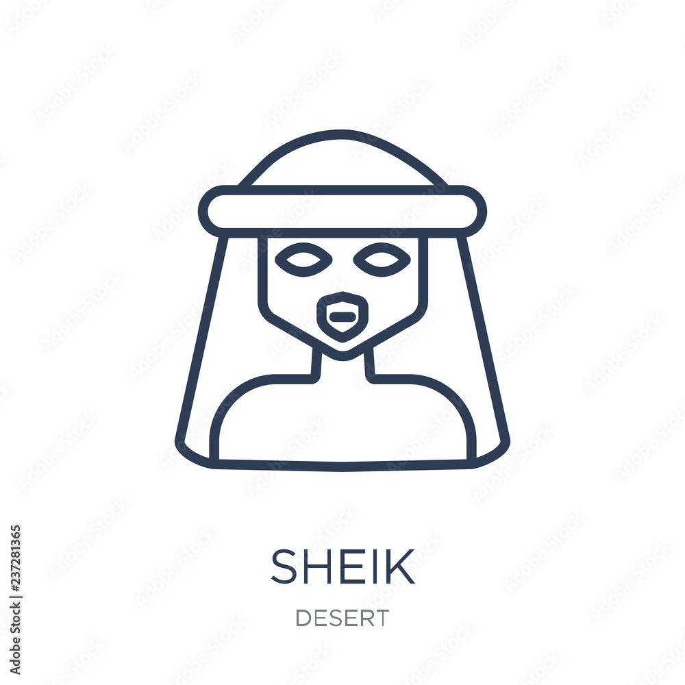 Sheik icon. Trendy flat vector Sheik icon on white background from Desert collection Sheik icon. Trendy flat vector Sheik icon on white background from Desert collection