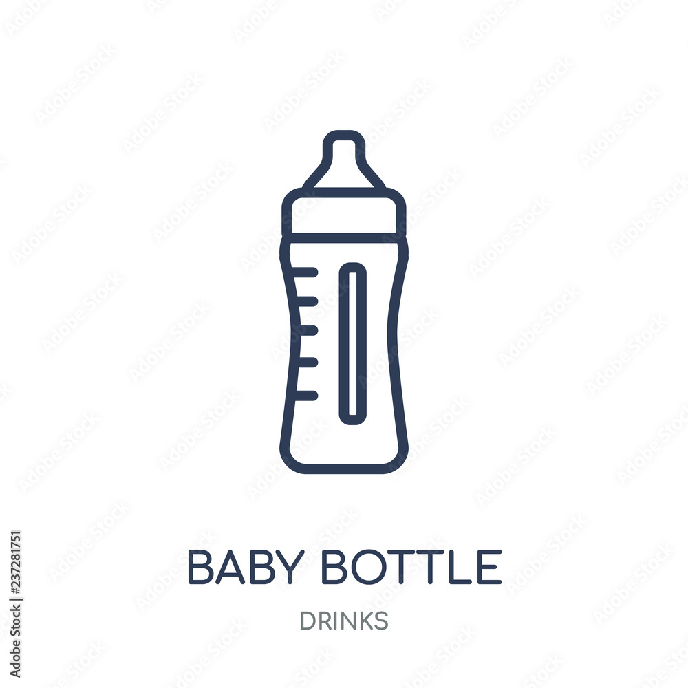 Baby bottle icon. Baby bottle linear symbol design from drinks collection. Baby bottle icon. Baby bottle linear symbol design from drinks collection.