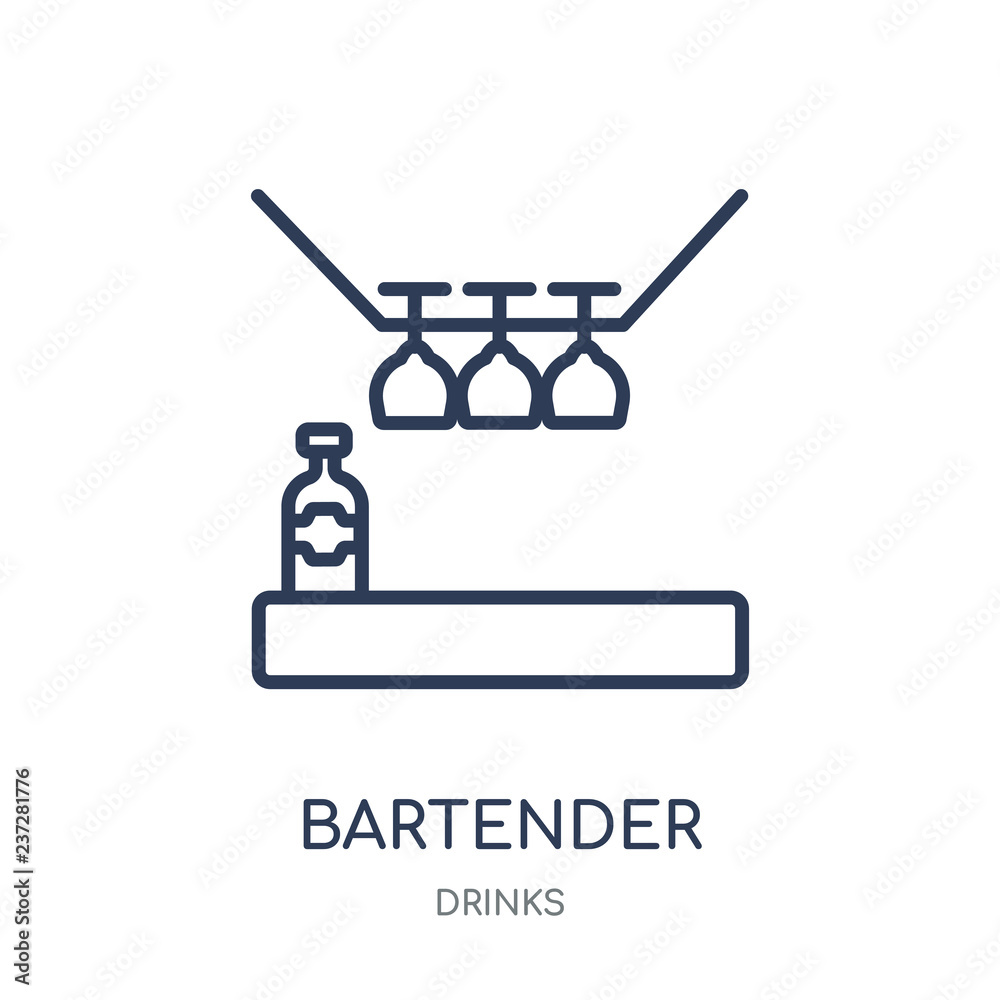 Bartender icon. Bartender linear symbol design from drinks collection.