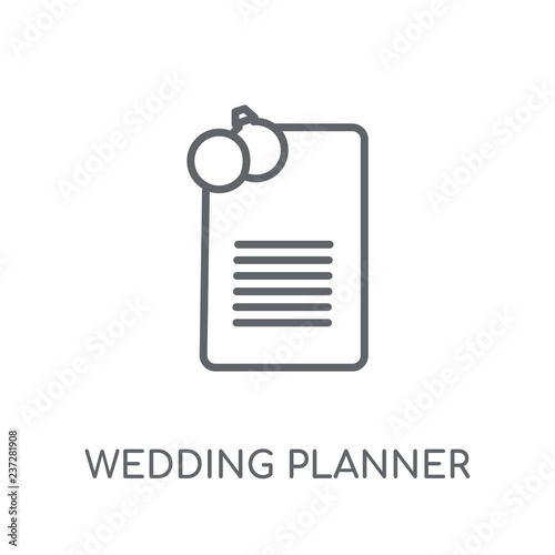 wedding planner linear icon. Modern outline wedding planner logo concept on white background from Birthday party and wedding collection