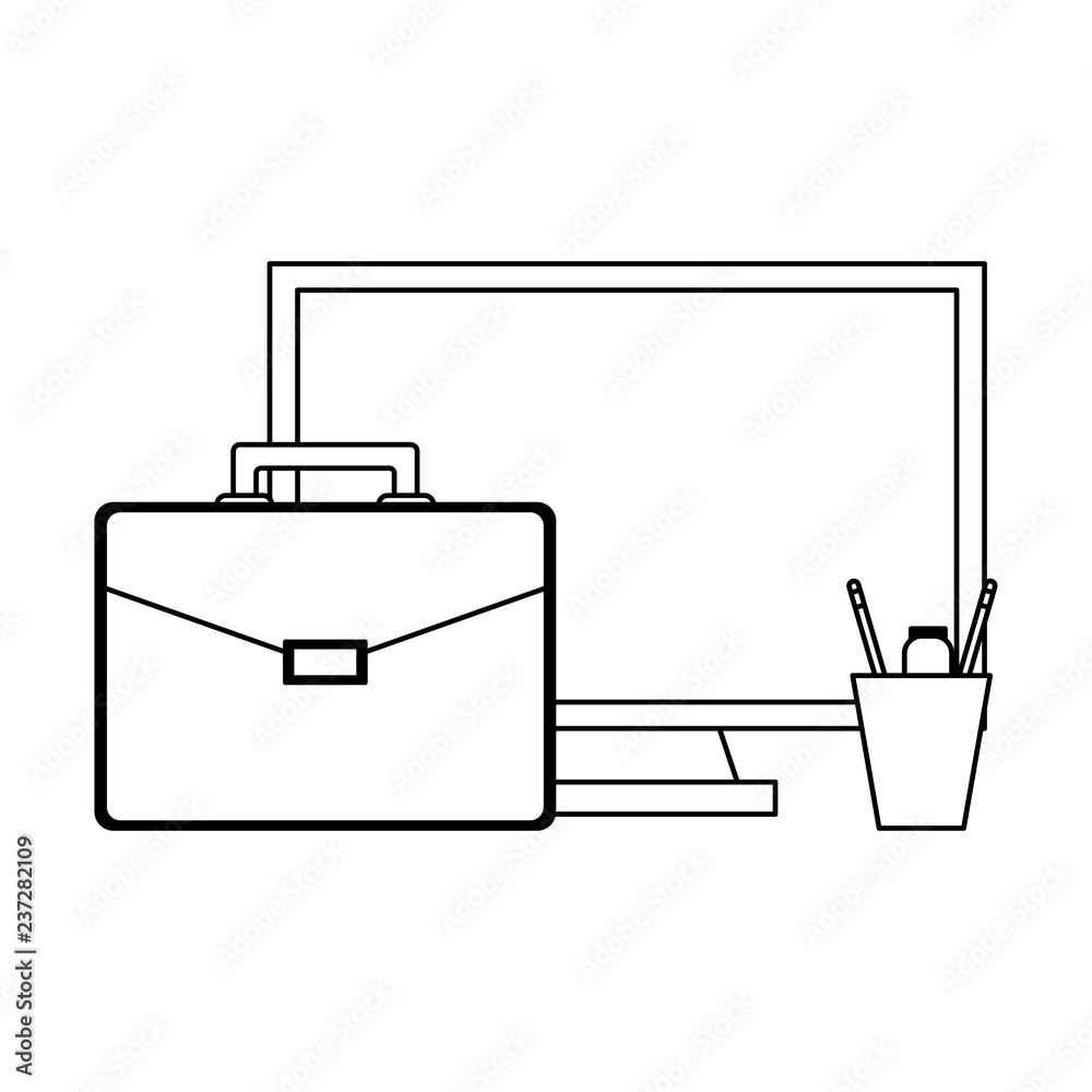 Business and office elements black and white Business and office elements black and white