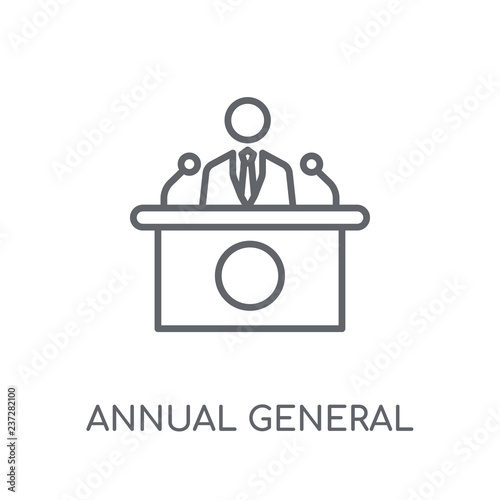 Annual general meeting (AGM) linear icon. Modern outline Annual general meeting (AGM) logo concept on white background from business collection