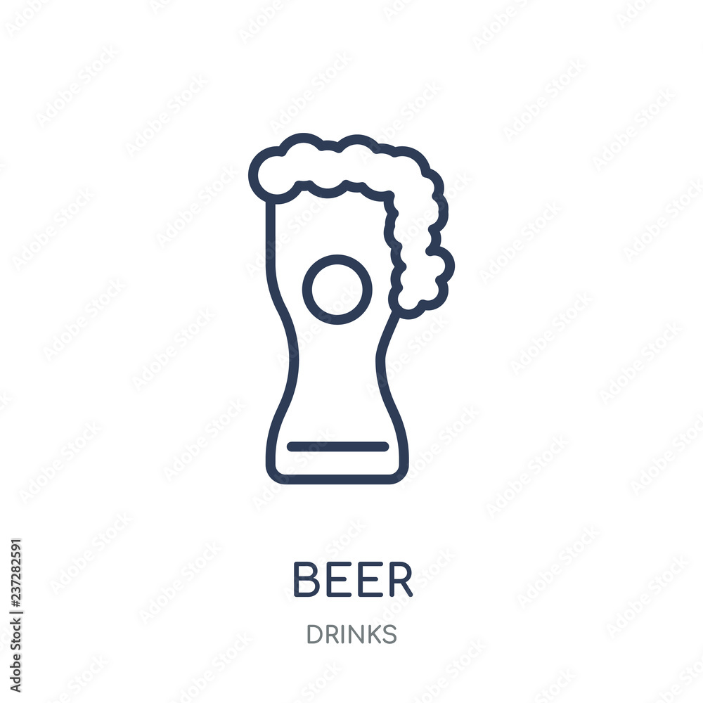 Beer icon. Beer linear symbol design from drinks collection.