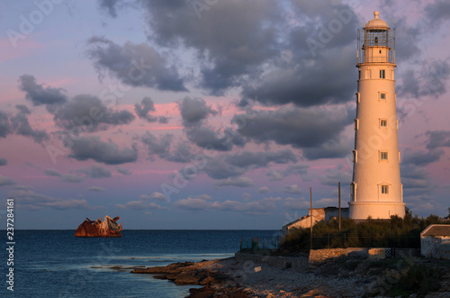 Cape Tarkhankut lighthouse in the early morning, Crimea