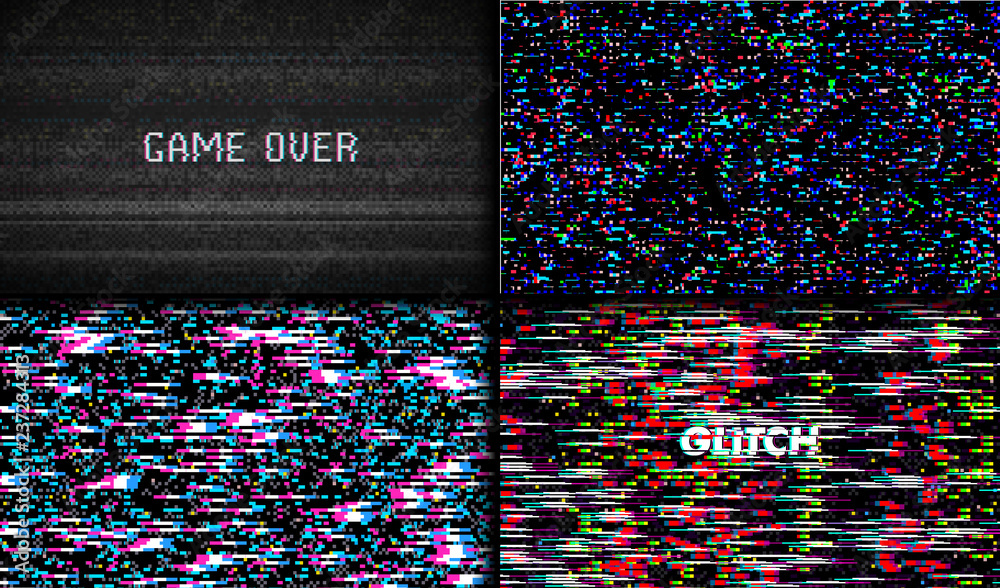 Glitch video effect hdtv screen error no, Stock Video