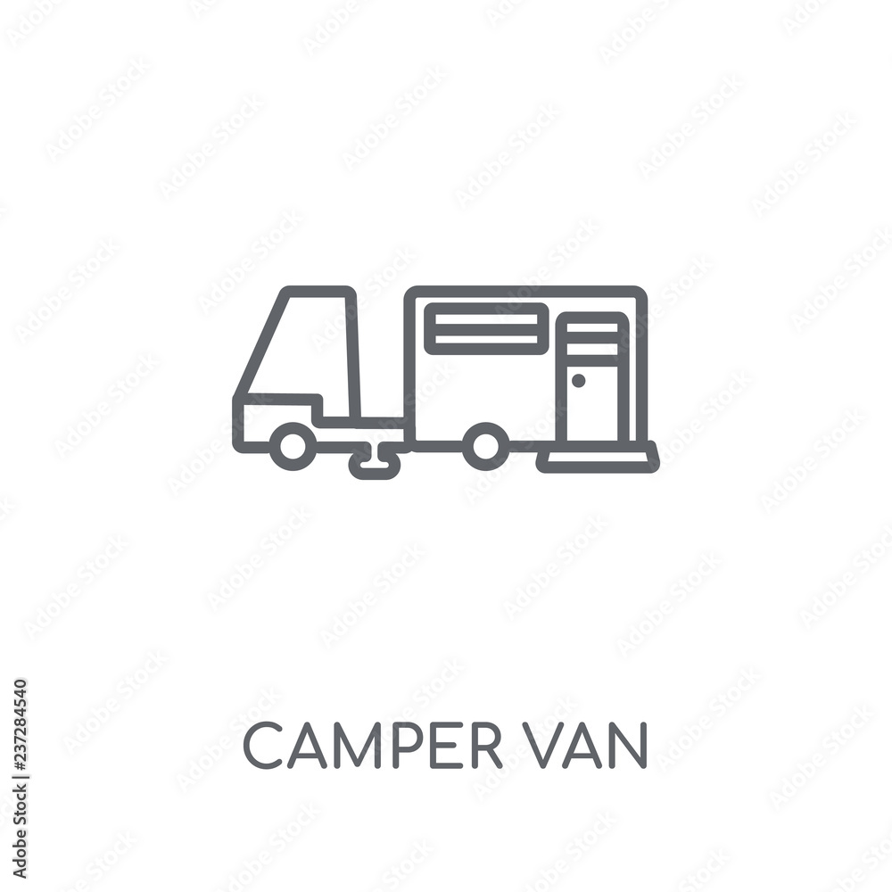 Camper van linear icon. Modern outline Camper van logo concept on white ...