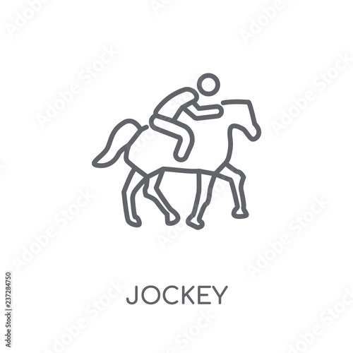 Jockey linear icon. Modern outline Jockey logo concept on white background from camping collection