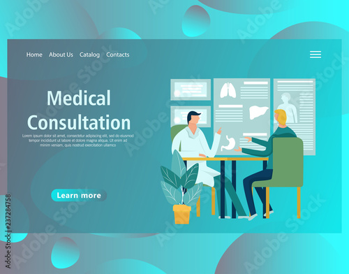Web page design template for online medical support, health care, laboratory, dental services, a family doctor, diagnostic. Vector illustration for the website and mobile landing page