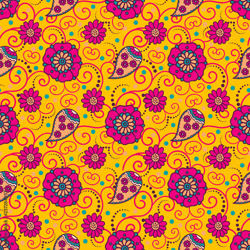 Beautiful indian style celebration sunny repeating pattern for diwali holidays;new year decoraion;packaging;surface prints;textile