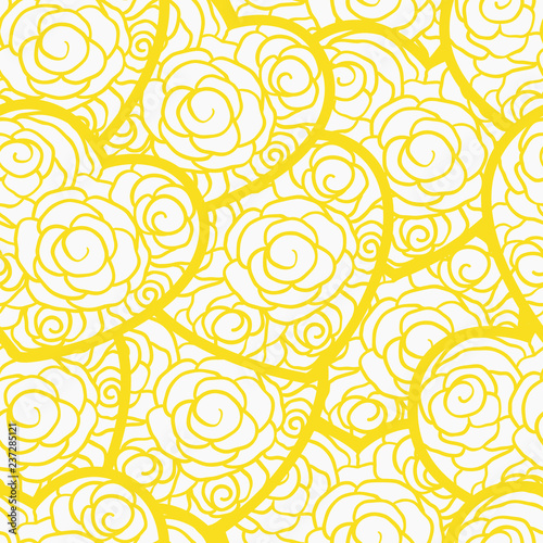 Yellow lemon doodle hearts seamless pattern