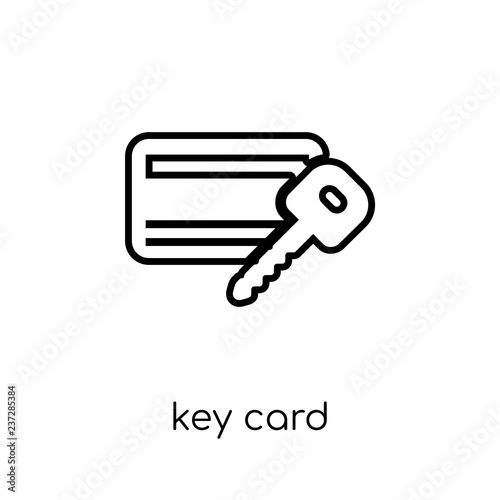 Key card icon. Trendy modern flat linear vector Key card icon on white background from thin line smart home collection