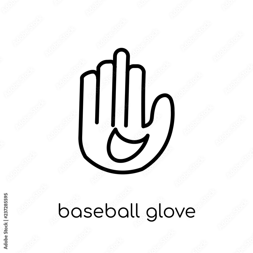 Baseball glove icon. Trendy modern flat linear vector Baseball glove icon on white background from thin line sport collection Baseball glove icon. Trendy modern flat linear vector Baseball glove icon on white background from thin line sport collection