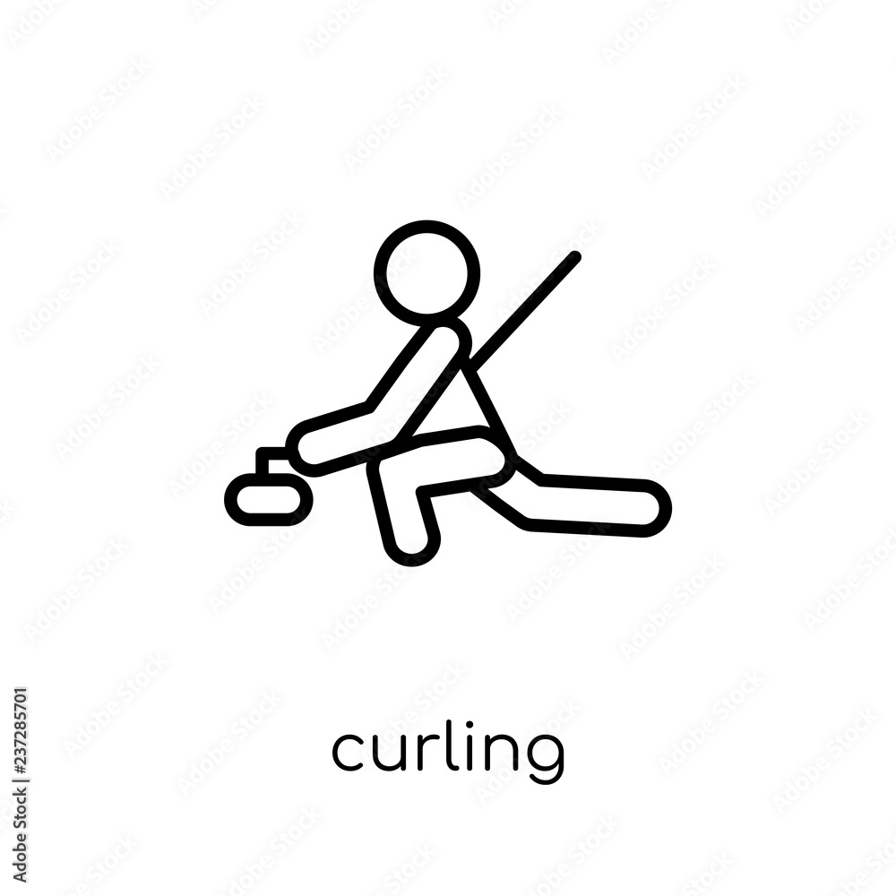 Curling icon. Trendy modern flat linear vector Curling icon on white background from thin line sport collection