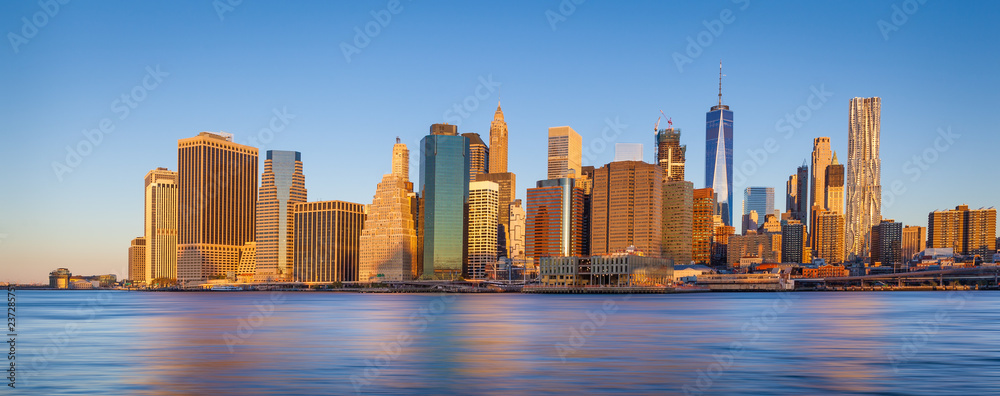 The skyline of Lower Manhattan, New York City, USA