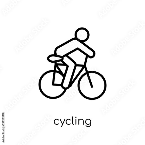 Cycling icon. Trendy modern flat linear vector Cycling icon on white background from thin line sport collection