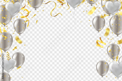 Vector illustration balloon of happy new year gold and black colors place for text christmas balls