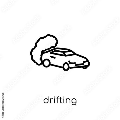 drifting icon. Trendy modern flat linear vector drifting icon on white background from thin line sport collection
