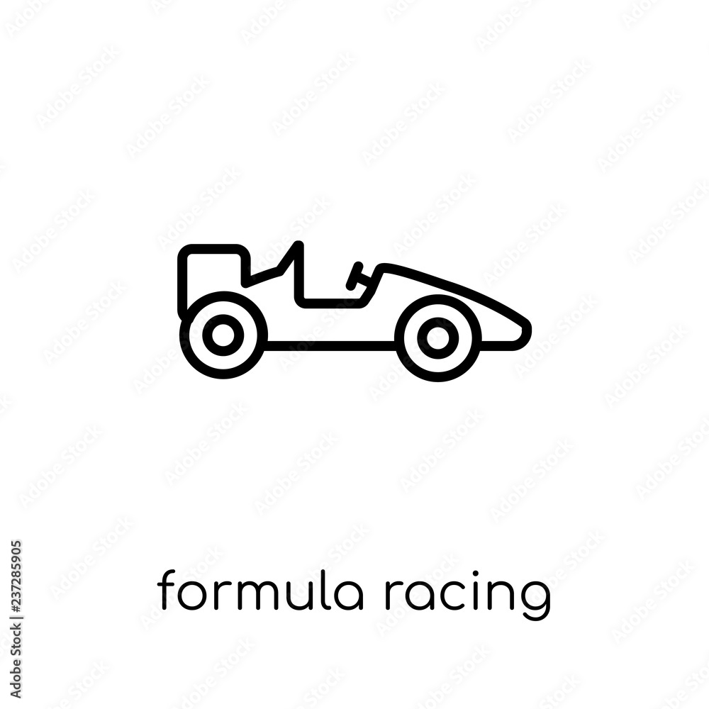 formula racing icon. Trendy modern flat linear vector formula racing icon on white background from thin line sport collection