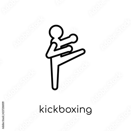 kickboxing icon. Trendy modern flat linear vector kickboxing icon on white background from thin line sport collection