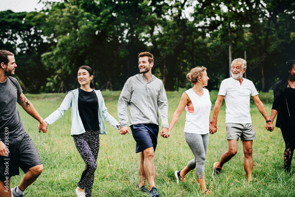 Happy diverse people enjoying in the park Happy diverse people enjoying in the park