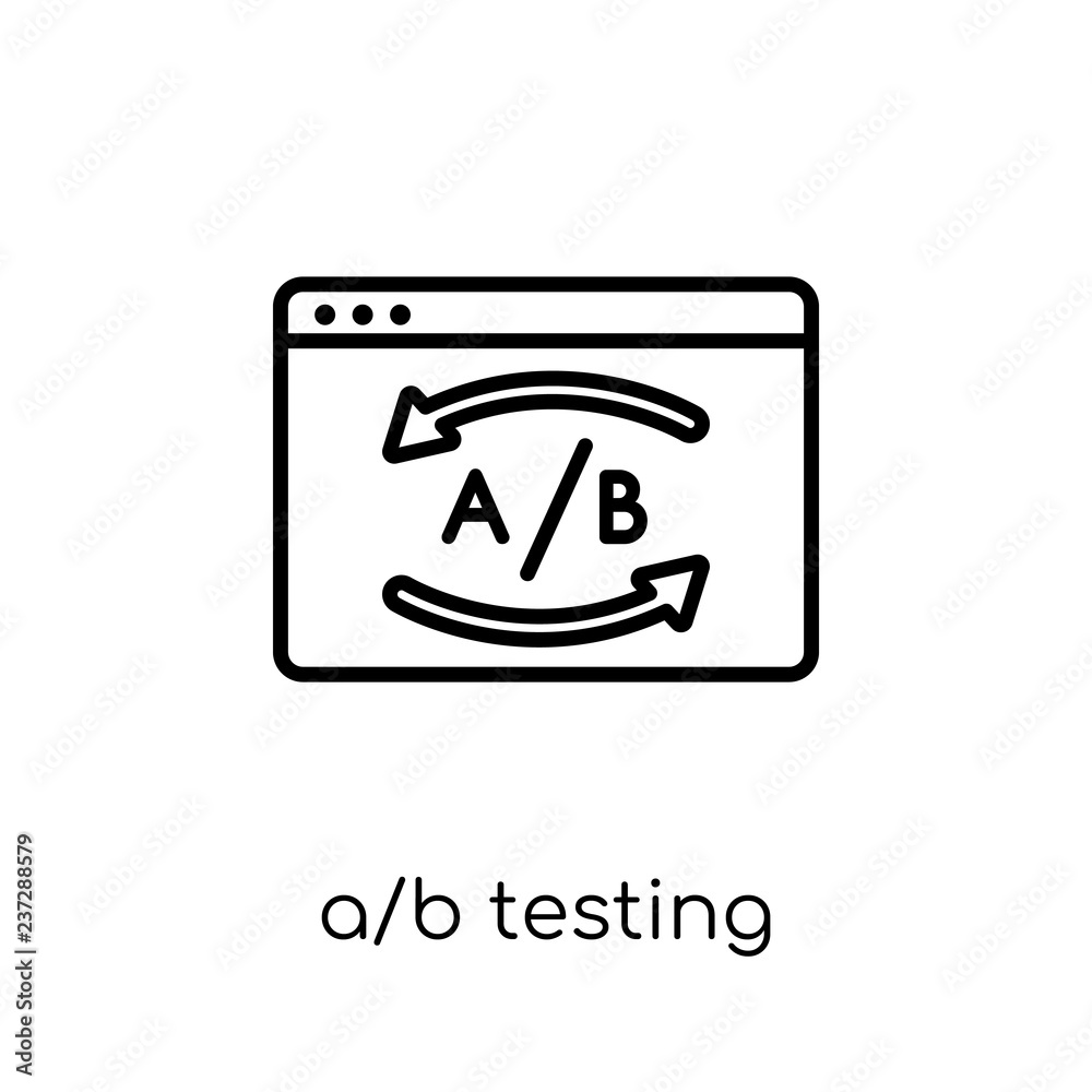 A/B Testing icon. Trendy modern flat linear vector A/B Testing icon on white background from thin line Technology collection A/B Testing icon. Trendy modern flat linear vector A/B Testing icon on white background from thin line Technology collection