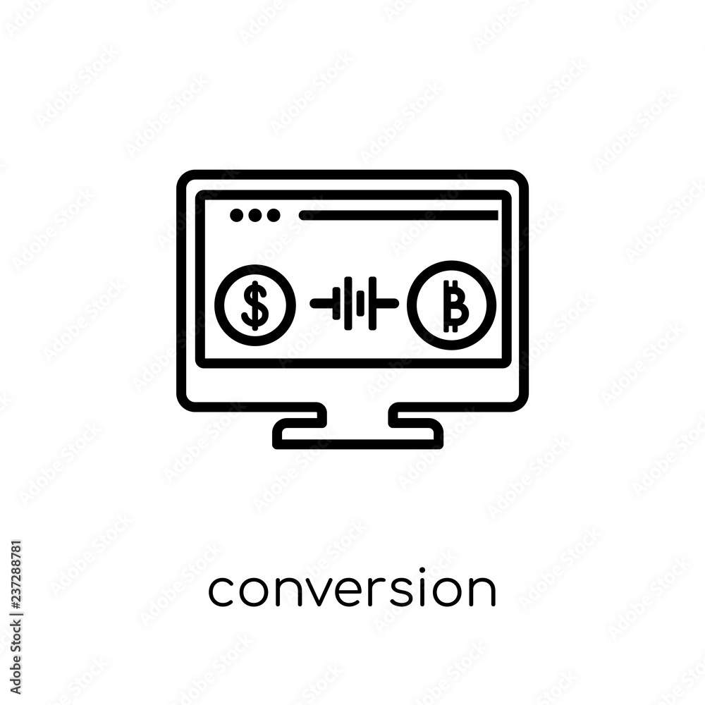 Conversion icon. Trendy modern flat linear vector Conversion icon on white background from thin line Technology collection