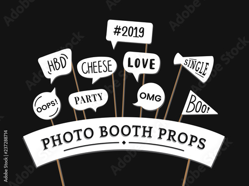 Word expressions set for party photo booth props vector
