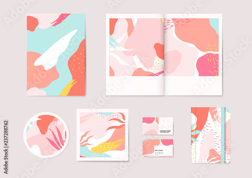 Colorful Memphis pattern vector set