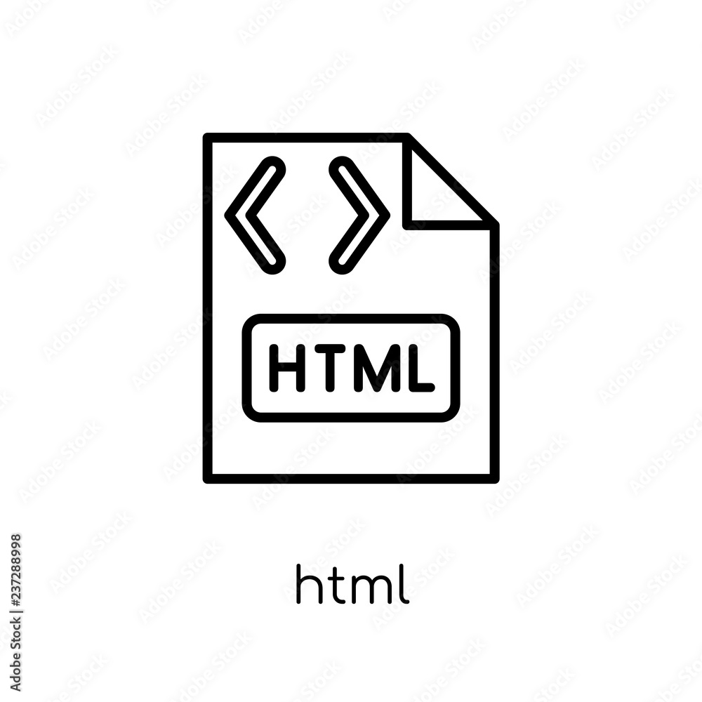 Fototapeta premium HTML icon. Trendy modern flat linear vector HTML icon on white background from thin line Technology collection