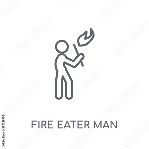 Fire eater man linear icon. Modern outline Fire eater man logo concept on white background from Circus collection