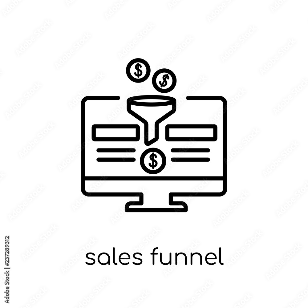 Sales Funnel icon. Trendy modern flat linear vector Sales Funnel icon on white background from thin line Technology collection Sales Funnel icon. Trendy modern flat linear vector Sales Funnel icon on white background from thin line Technology collection