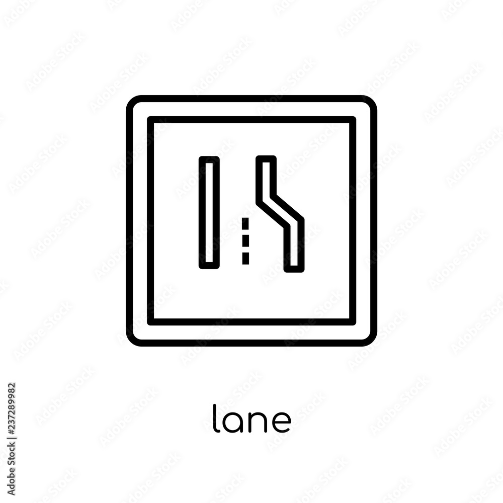 Lane sign icon. Trendy modern flat linear vector Lane sign icon on white background from thin line traffic sign collection Lane sign icon. Trendy modern flat linear vector Lane sign icon on white background from thin line traffic sign collection