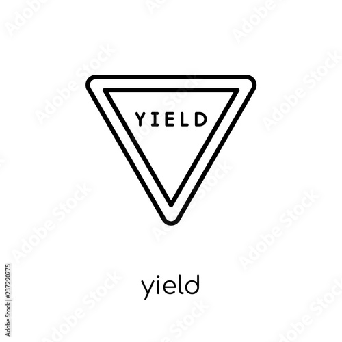 Yield sign icon. Trendy modern flat linear vector Yield sign icon on white background from thin line traffic sign collection