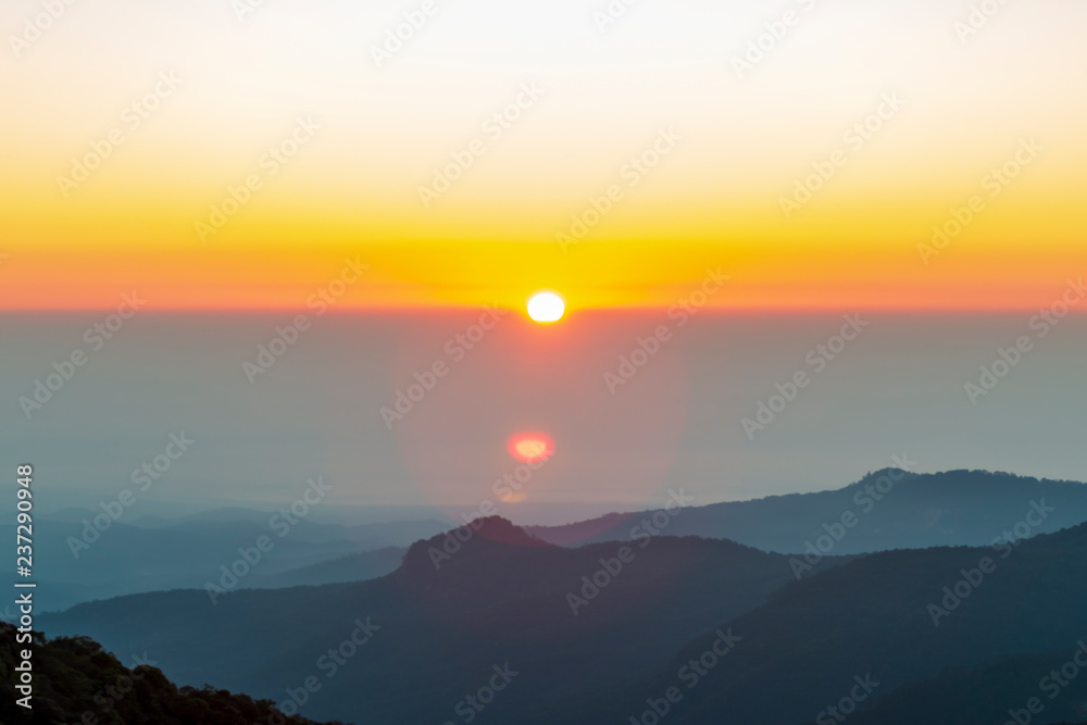 Fototapeta premium Sunset over mountains in thailand.