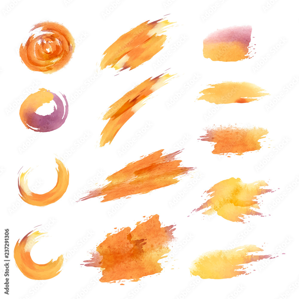 Watercolor geometric shapes vector set